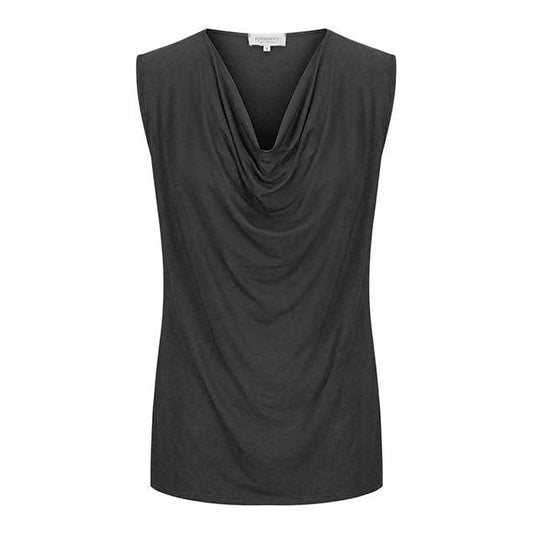 Capri Sleeveless Cowl Neck Top - Black