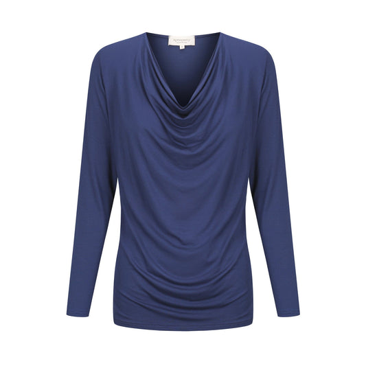 Tuscany Long Sleeve Cowl Neck Tops - Midnight Blue