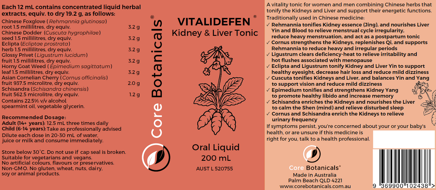 VITALIDEFEN Kidney & Liver Tonic 200mL