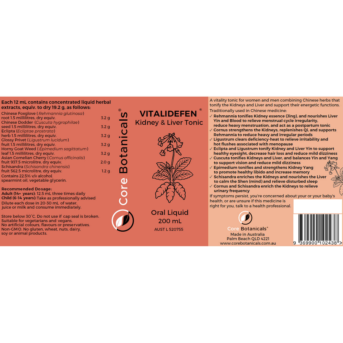 VITALIDEFEN Kidney & Liver Tonic 200mL