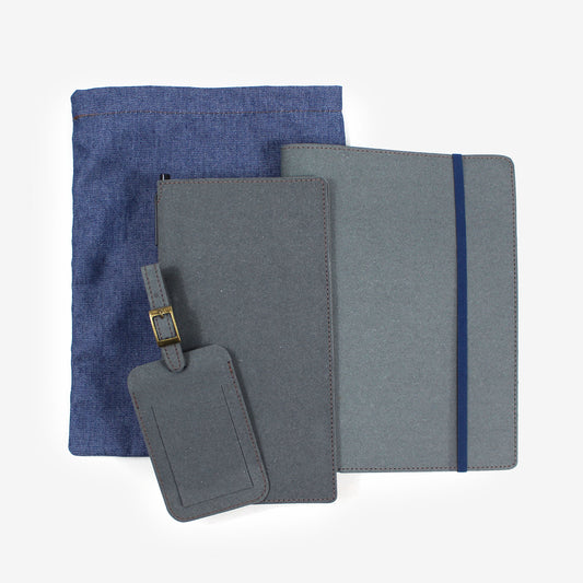 Eco Denim Travel Wallet Set
