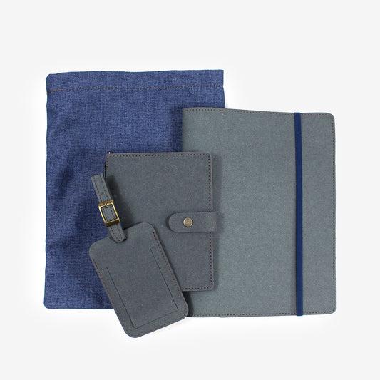 Eco Denim Passport Wallet Set