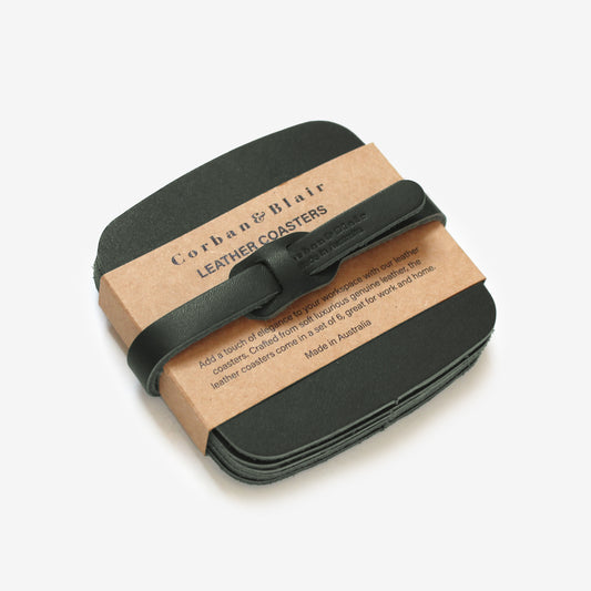 Artisan Leather Coasters Set Of 6