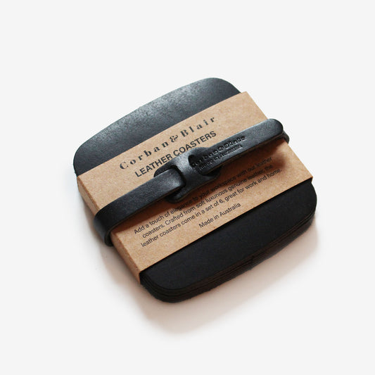 Artisan Leather Coasters Set Of 6