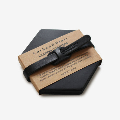 Artisan Hexagonal Leather Coasters (Set Of 6)