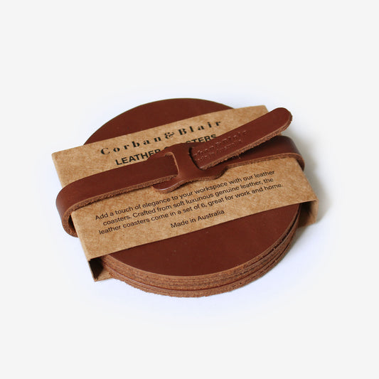 Artisan Round Leather Coasters (Set Of 6)