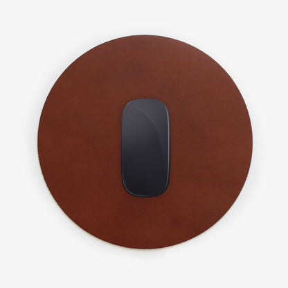 Artisan Leather Round Mouse Pad