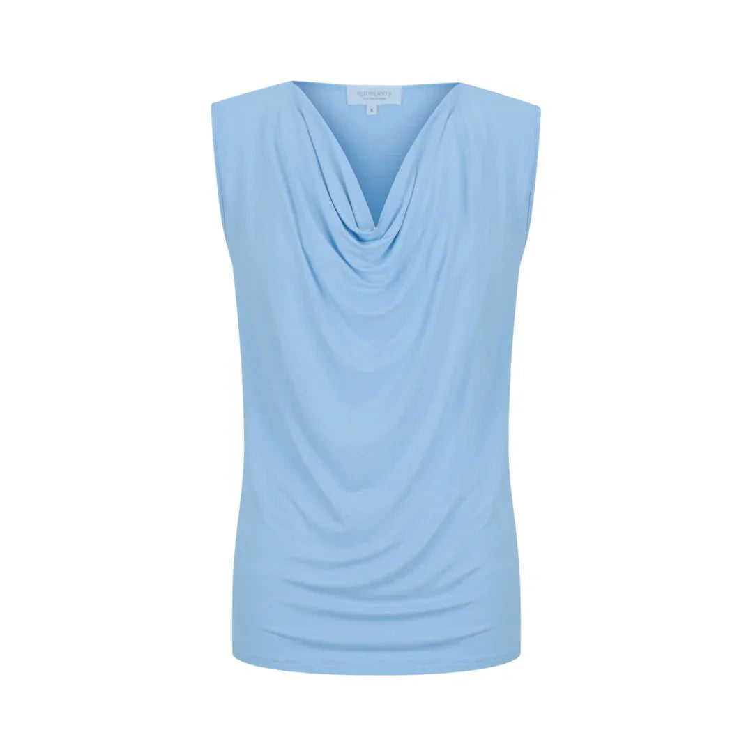 Capri Sleeveless Cowl Neck Top - Sky Blue