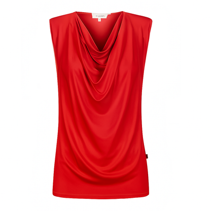 Capri Sleeveless Cowl Neck Top - Red