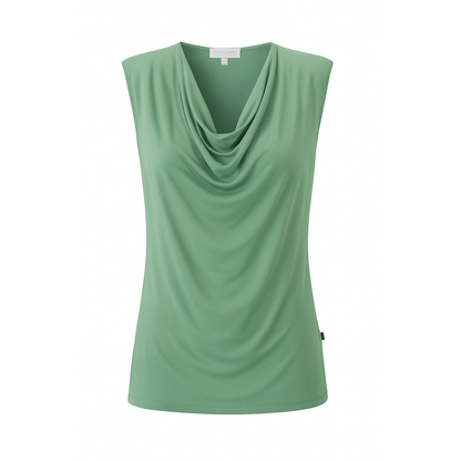 Capri Sleeveless Cowl Neck Top - Moss Green