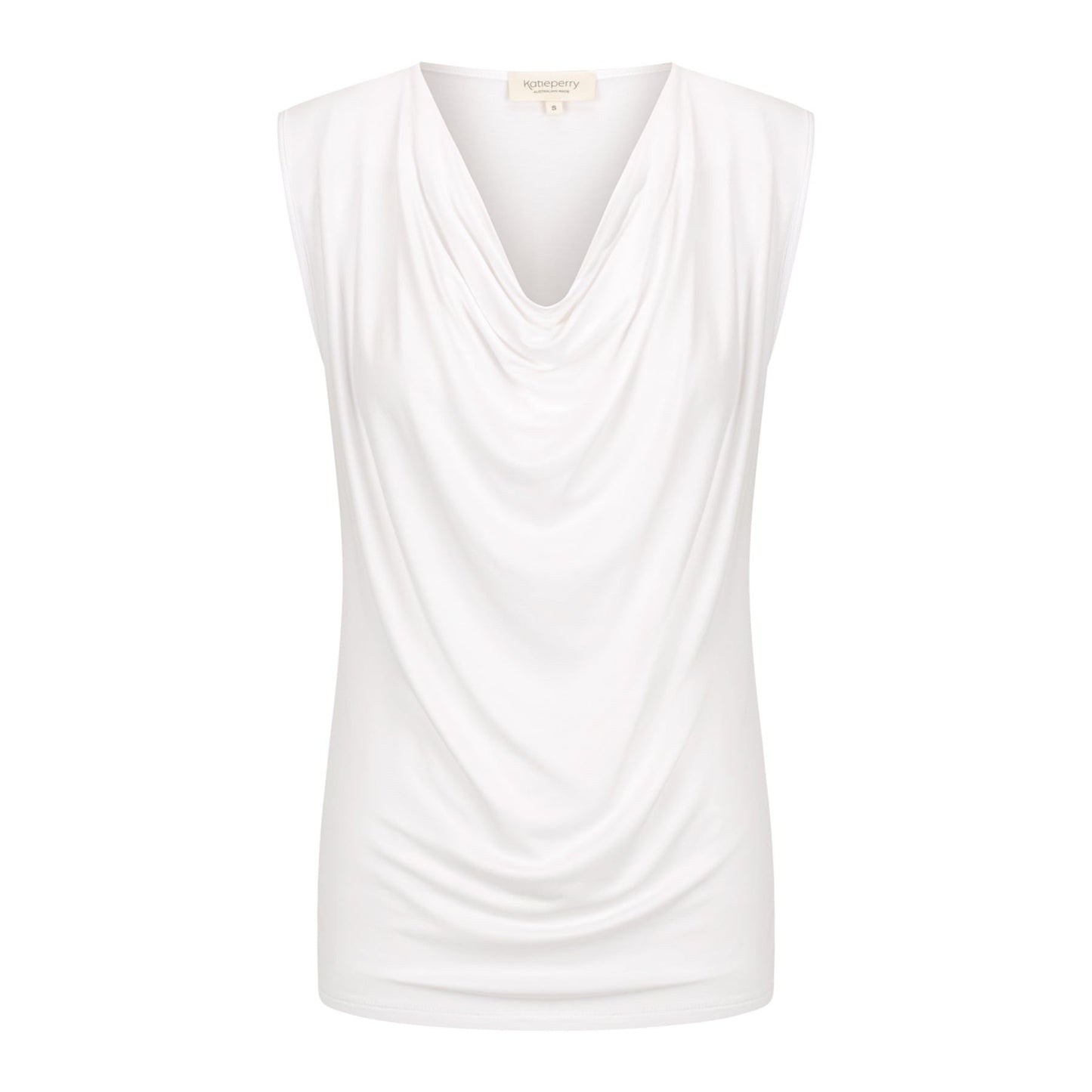 Capri Sleeveless Cowl Neck Top - White