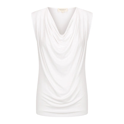 Capri Sleeveless Cowl Neck Top - White