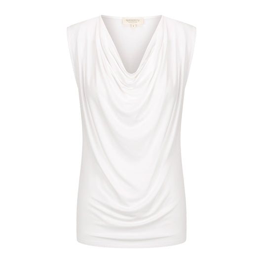 Capri Sleeveless Cowl Neck Top - White