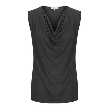Capri Sleeveless Cowl Neck Top - Black