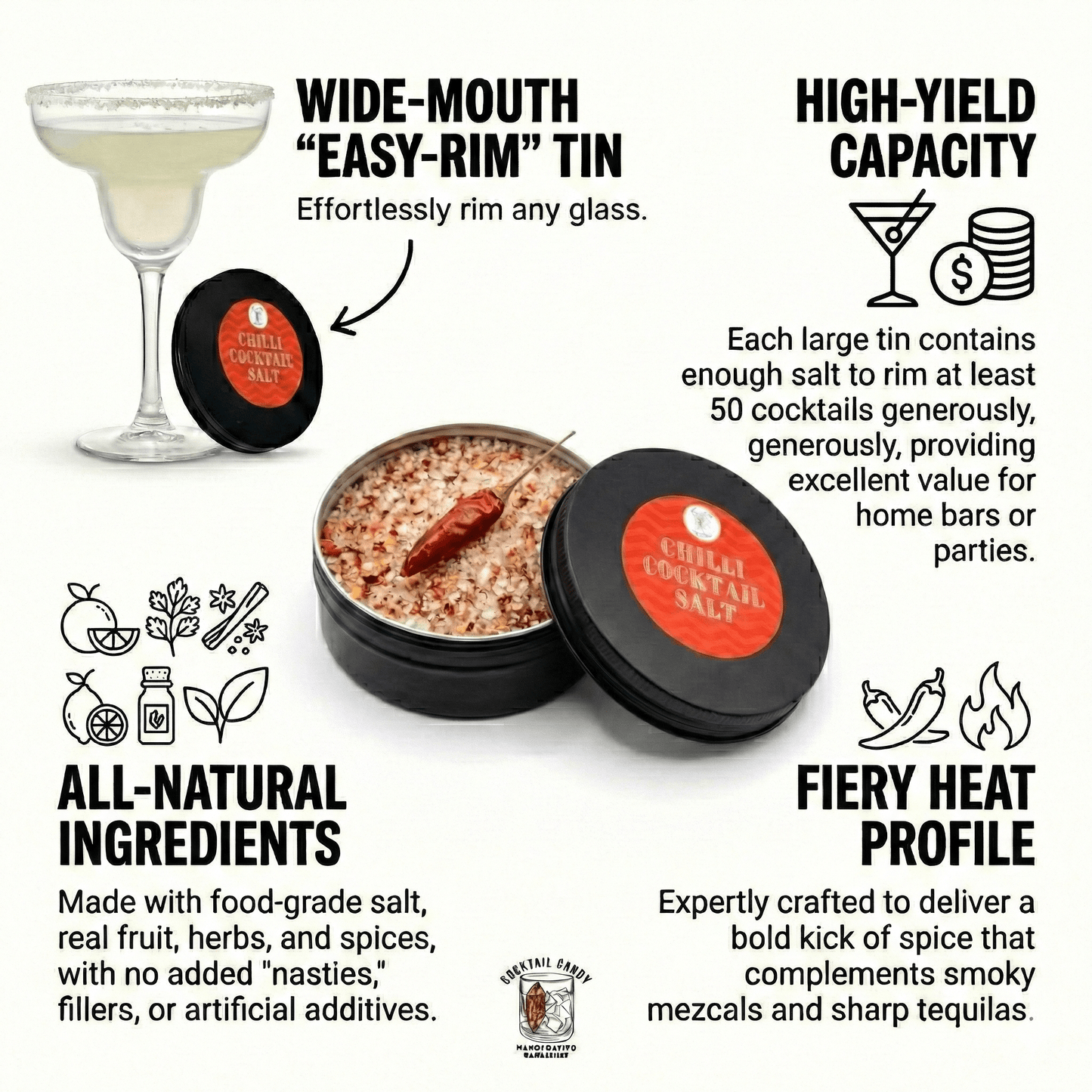 Cocktail Rimming Salt – Spicy Chilli Salt Blend (Large Tin)