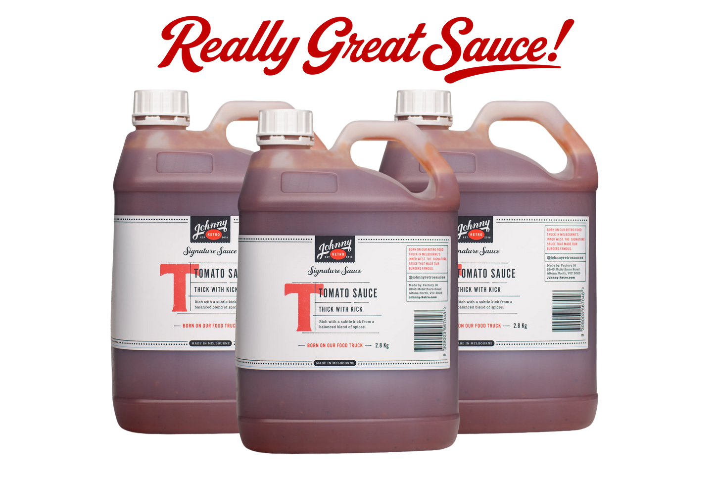 Tomato Sauce - Food Service (Carton of 3 x 2.75kg) — Johnny Retro, made in Melbourne