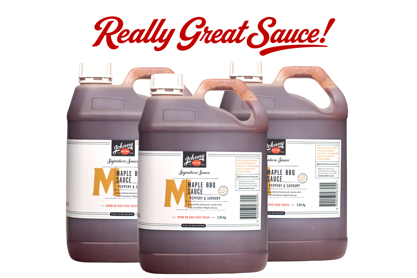 Maple BBQ Sauce - Food Service (Carton of 3 x 2.9kg) — Johnny Retro, made in Melbourne