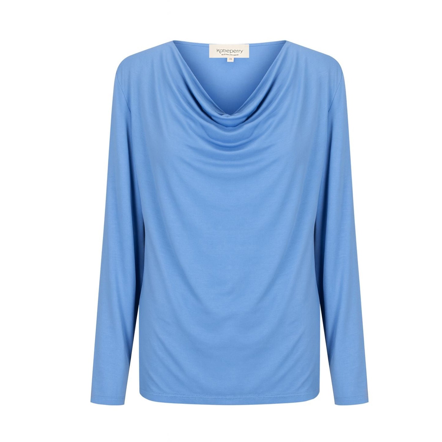 Tuscany Long Sleeve Cowl Neck Tops - Sky Blue