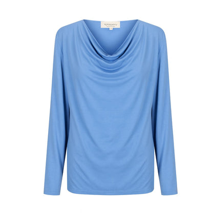 Tuscany Long Sleeve Cowl Neck Tops - Sky Blue