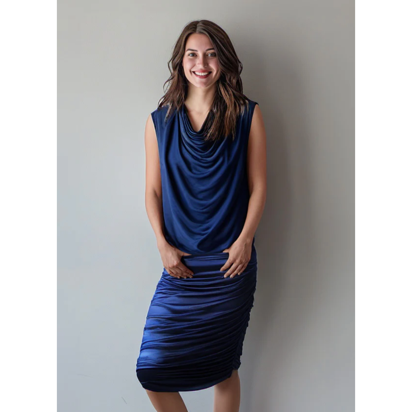 Capri Sleeveless Top & Noosa Skirt Set - Midnight Blue