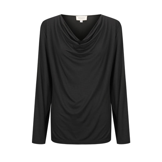 Tuscany Long Sleeve Cowl Neck Tops - Black