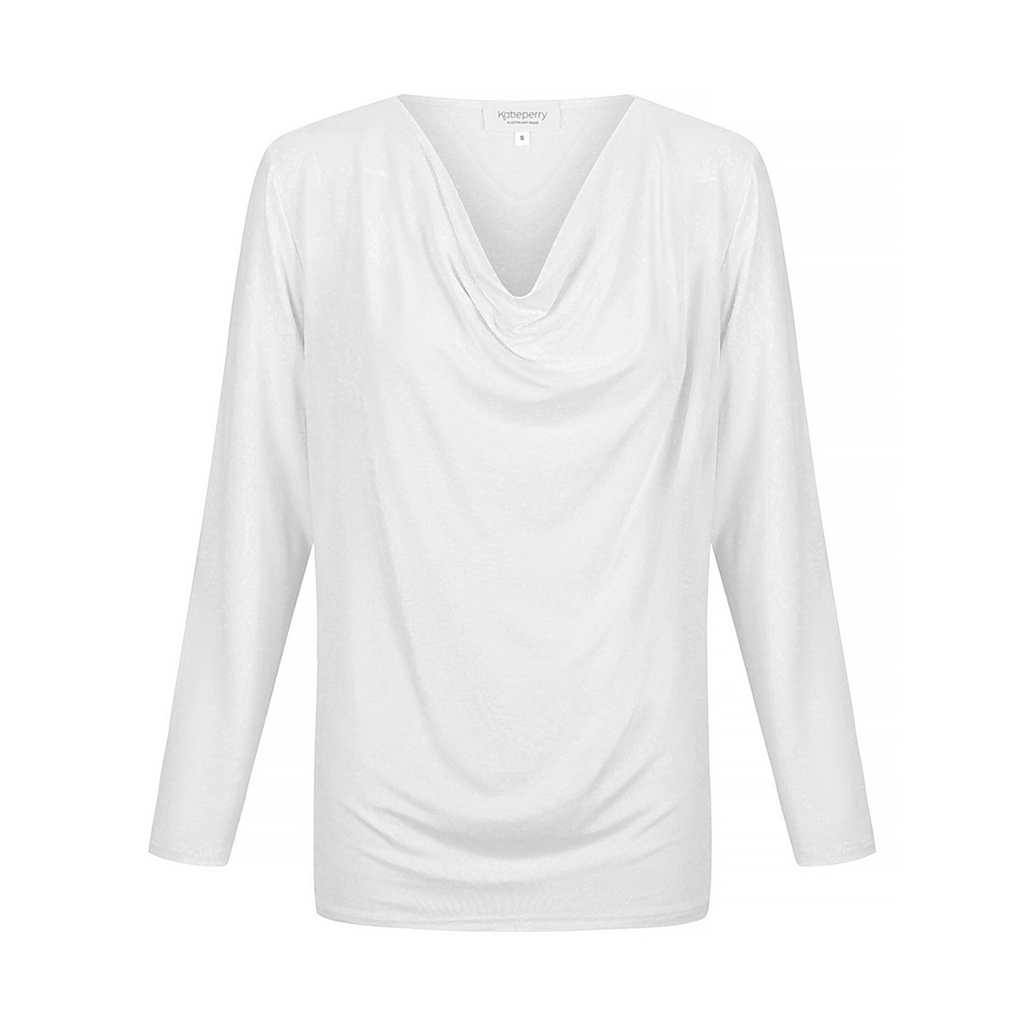 Tuscany Long Sleeve Cowl Neck Tops - White