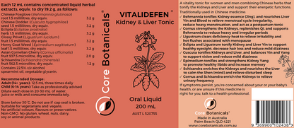 VITALIDEFEN Kidney & Liver Tonic 200mL