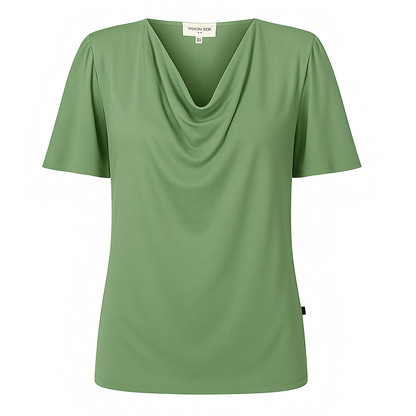 Verona Short-Sleeve Cowl Neck Top - Moss Green