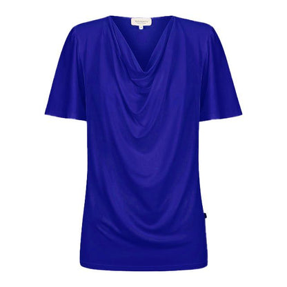 Verona Short-Sleeve Cowl Neck Top - Midnight Blue