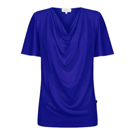 Verona Short-Sleeve Cowl Neck Top - Midnight Blue