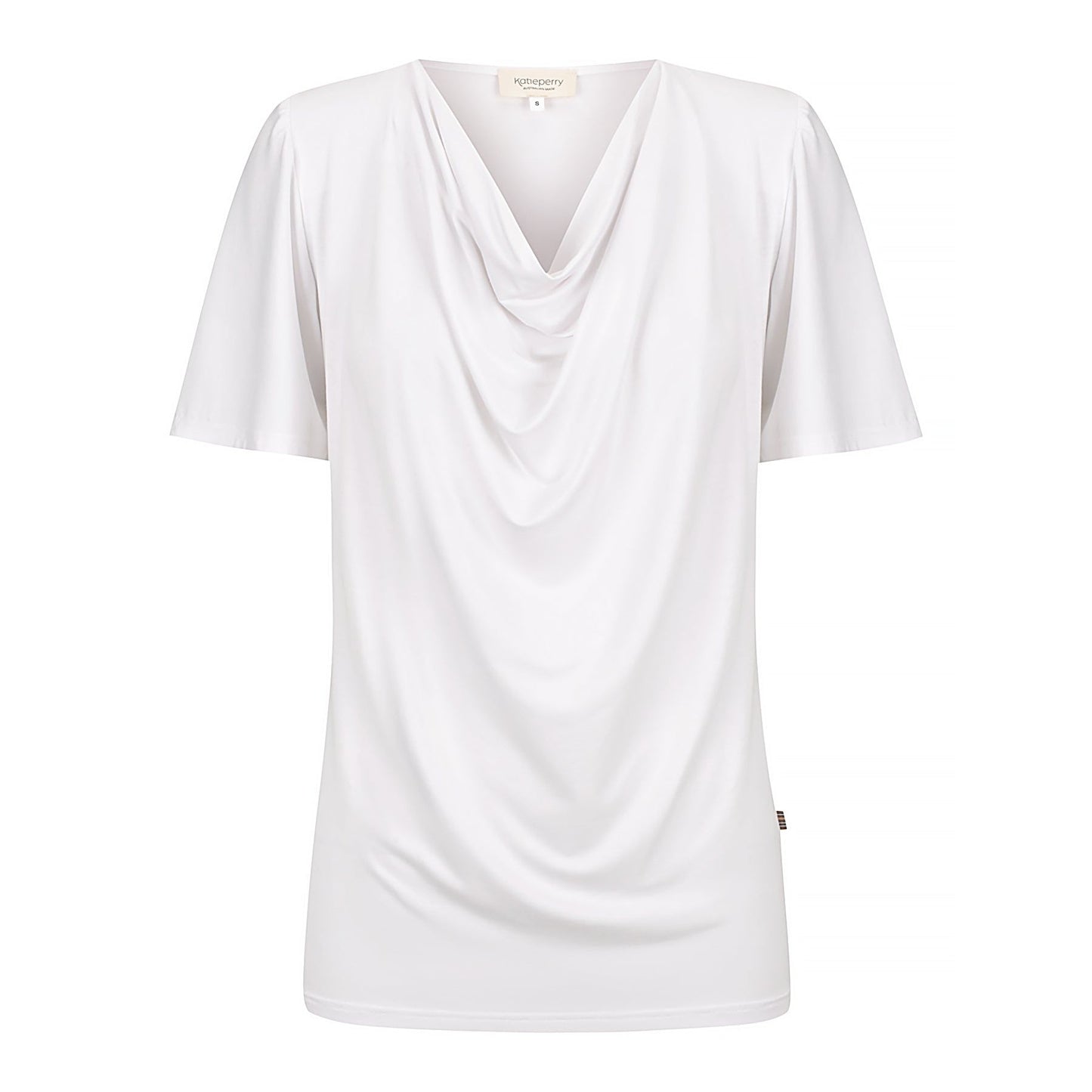 Verona Short-Sleeve Cowl Neck Top - White