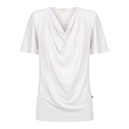 Verona Short-Sleeve Cowl Neck Top - White