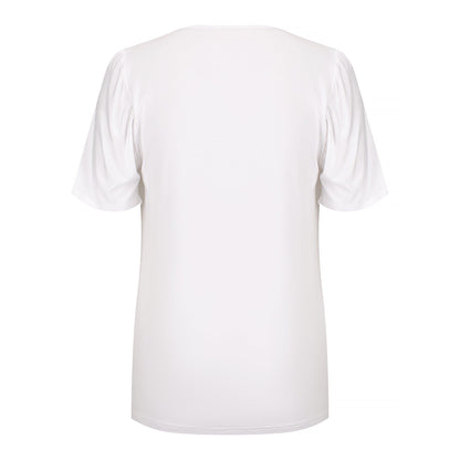 Verona Short-Sleeve Cowl Neck Top - White