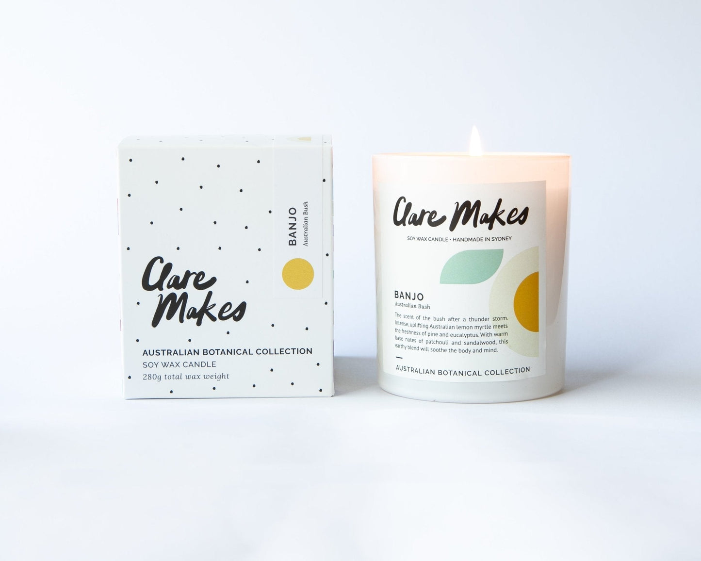 Clare Makes Banjo Large Candle - Australian botanical scent