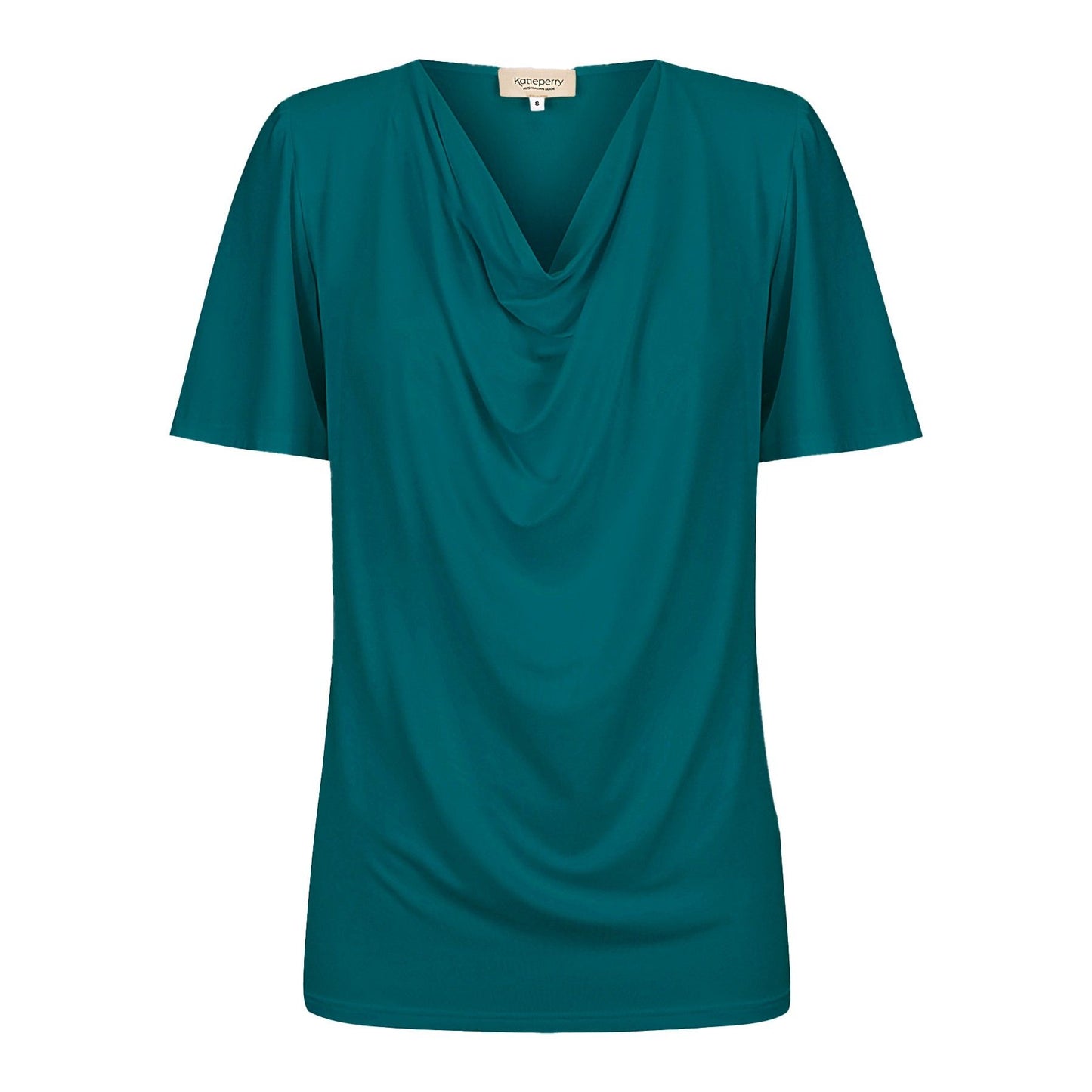 Verona Short-Sleeve Cowl Neck Top - Sea Green