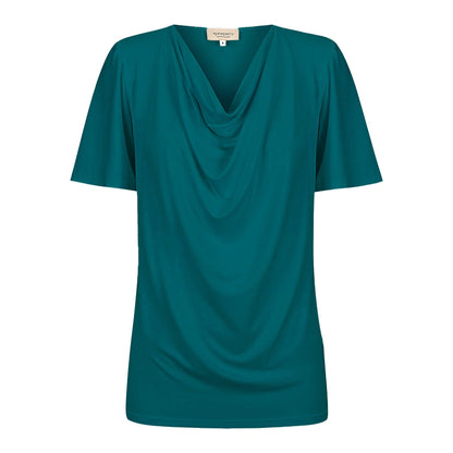 Verona Short-Sleeve Cowl Neck Top - Sea Green