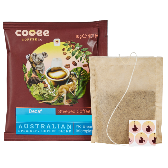 Decaf Steeped Coffee Bags from Cooee Coffee Co