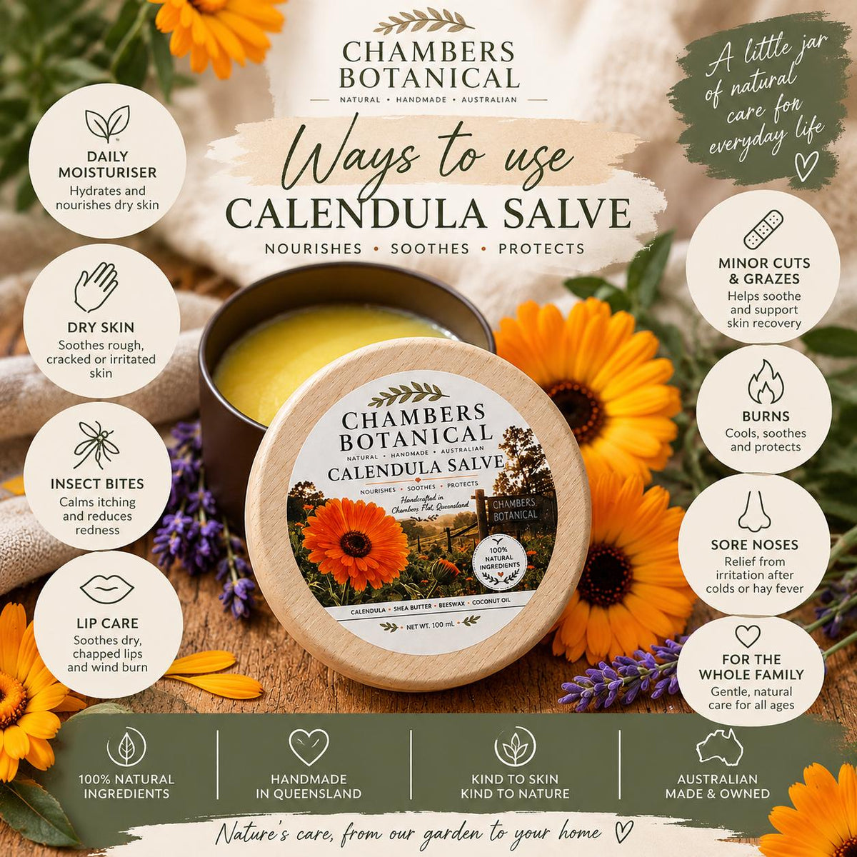 Calendula flowers grown at Chambers Flat Queensland
