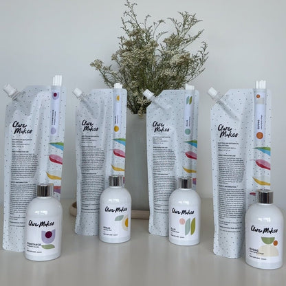 Clare Makes reed diffuser refill pouch 200ml, Australian botanical scent